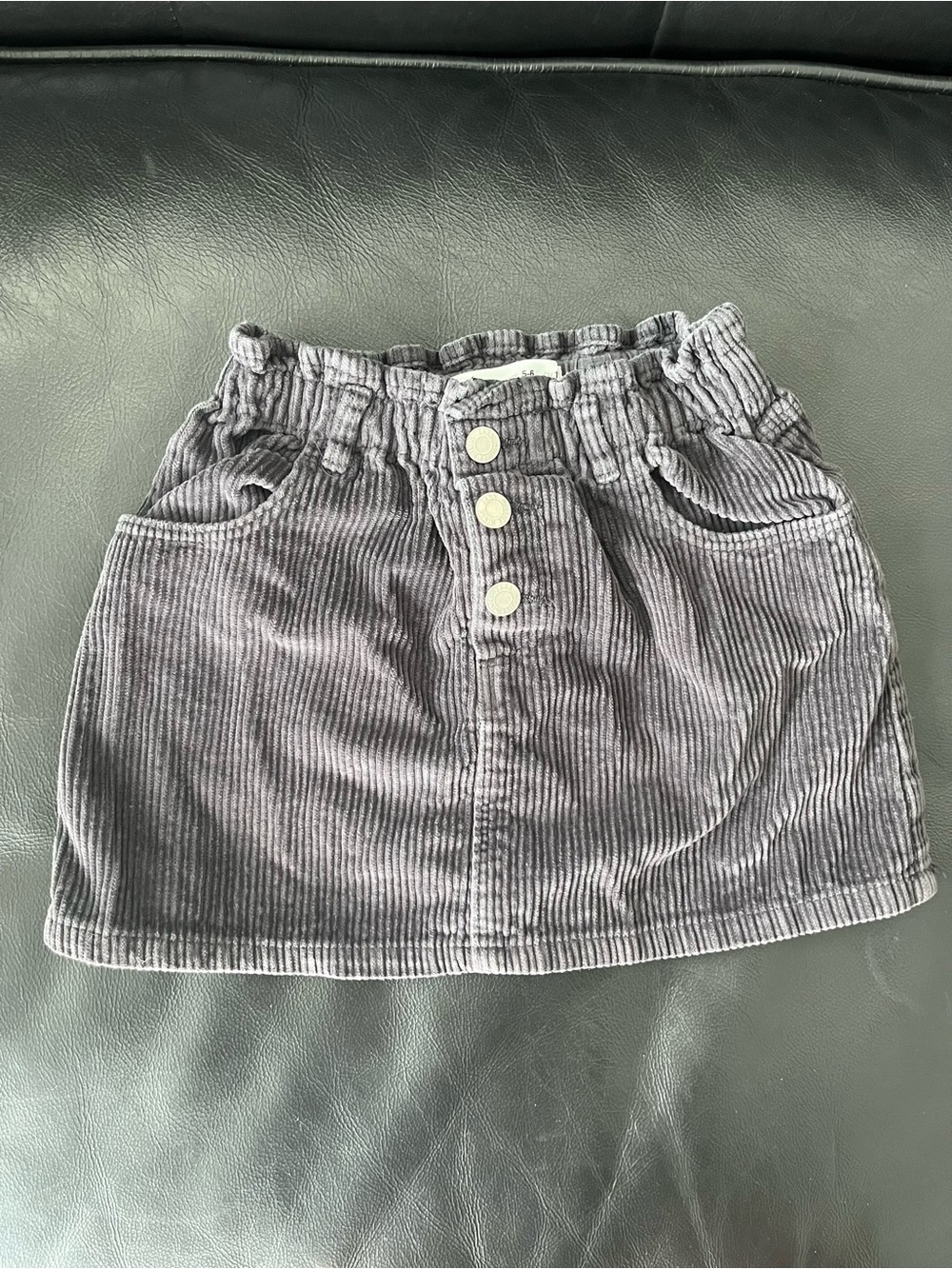 Zara kids black Corduroy Button-Front paper bag waist Skirt $40 size 5-6